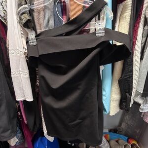 Linda Asymmetric Bodycon Dress in Black
